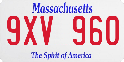 MA license plate 9XV960