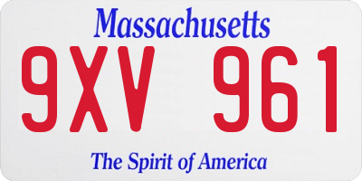 MA license plate 9XV961