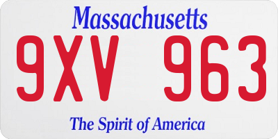 MA license plate 9XV963