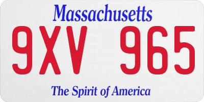 MA license plate 9XV965