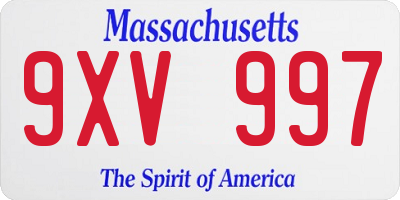 MA license plate 9XV997