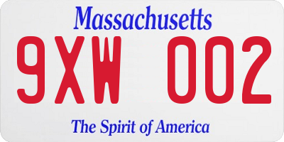 MA license plate 9XW002