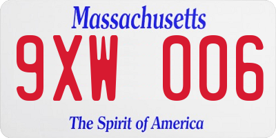MA license plate 9XW006