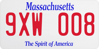 MA license plate 9XW008