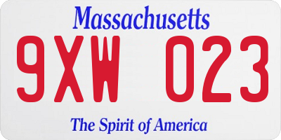 MA license plate 9XW023