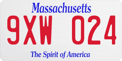 MA license plate 9XW024