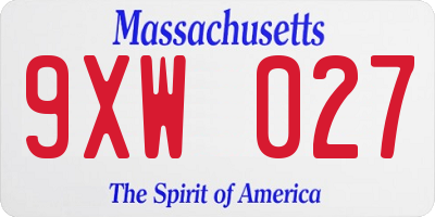 MA license plate 9XW027
