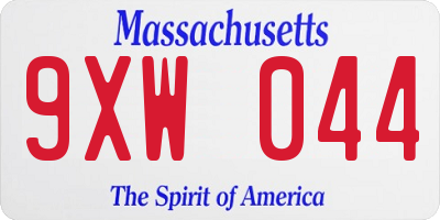 MA license plate 9XW044
