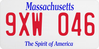MA license plate 9XW046