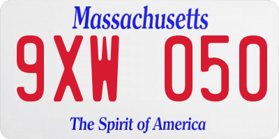 MA license plate 9XW050