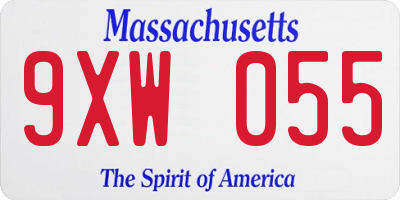 MA license plate 9XW055