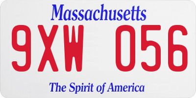 MA license plate 9XW056