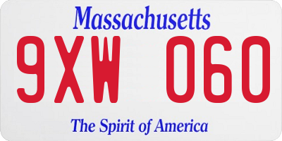 MA license plate 9XW060
