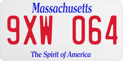 MA license plate 9XW064