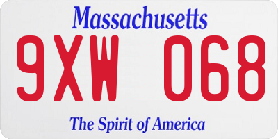 MA license plate 9XW068