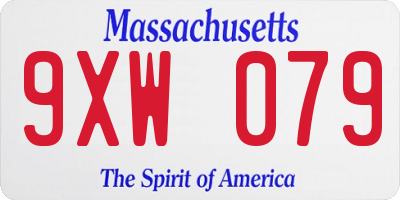 MA license plate 9XW079