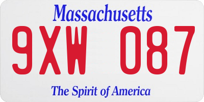 MA license plate 9XW087