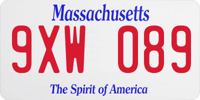 MA license plate 9XW089