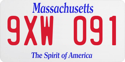 MA license plate 9XW091