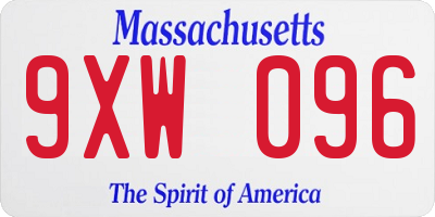 MA license plate 9XW096