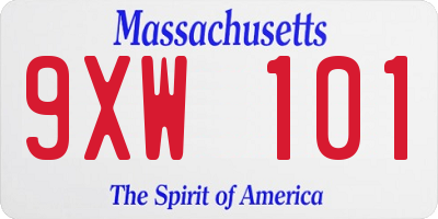 MA license plate 9XW101