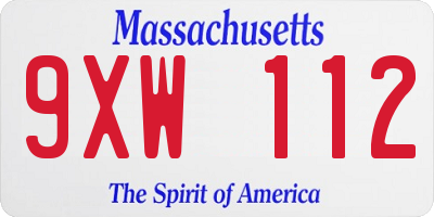 MA license plate 9XW112