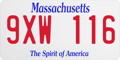 MA license plate 9XW116