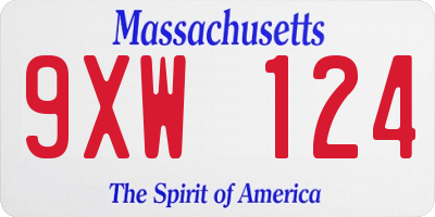MA license plate 9XW124
