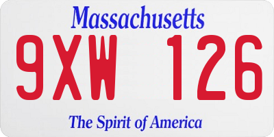 MA license plate 9XW126