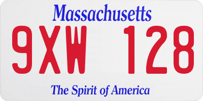 MA license plate 9XW128