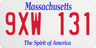 MA license plate 9XW131