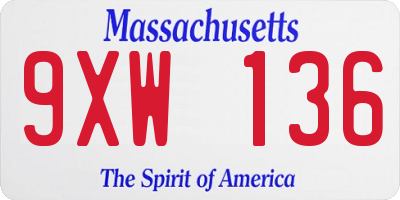 MA license plate 9XW136