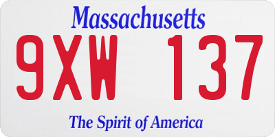 MA license plate 9XW137