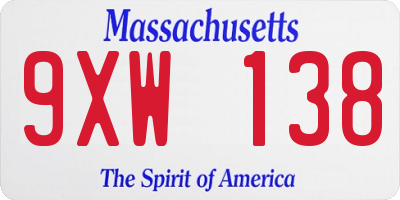 MA license plate 9XW138