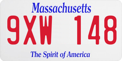 MA license plate 9XW148