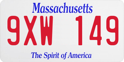 MA license plate 9XW149