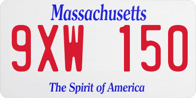 MA license plate 9XW150
