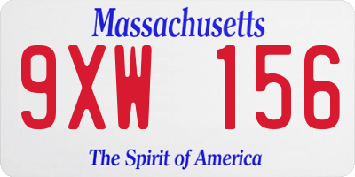 MA license plate 9XW156
