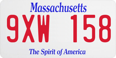 MA license plate 9XW158