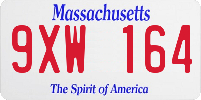 MA license plate 9XW164