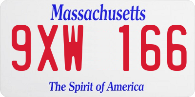 MA license plate 9XW166