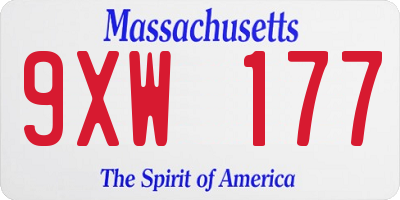 MA license plate 9XW177