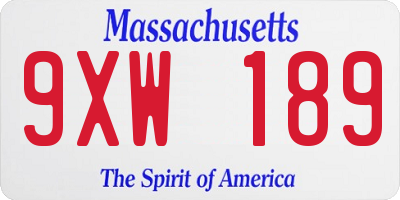 MA license plate 9XW189