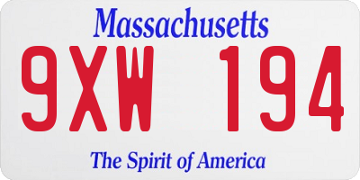 MA license plate 9XW194
