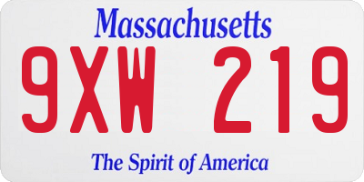 MA license plate 9XW219