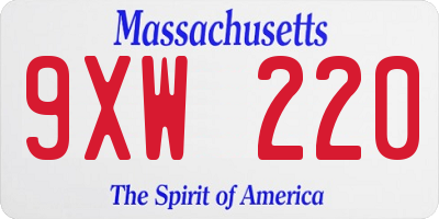 MA license plate 9XW220