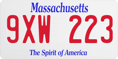 MA license plate 9XW223