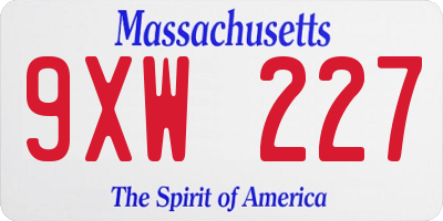 MA license plate 9XW227