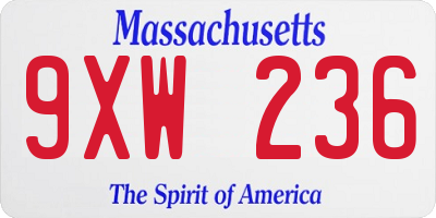 MA license plate 9XW236