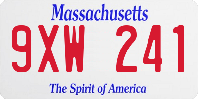 MA license plate 9XW241